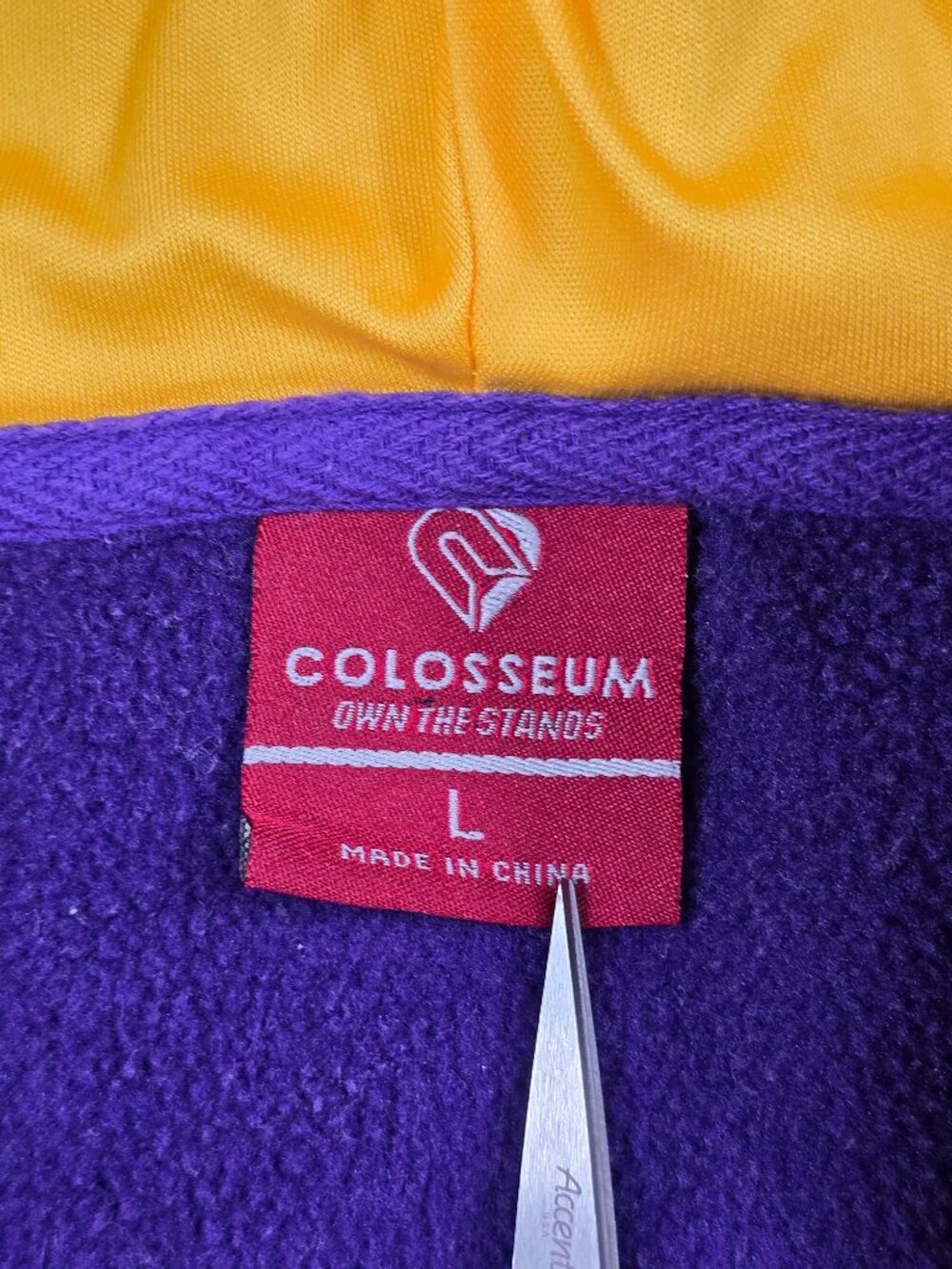 LSU Tigers Womens Large Colosseum Purple & Gold Hoodie Half Zip - Picture 2 of 4